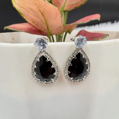 Noir Elegance Crystal Drop Earrings