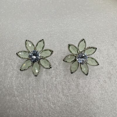 Mint Sparkle Floral Studs