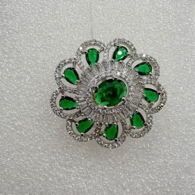 Green Sparkle American Diamond Ring