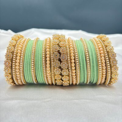 Regal Pearl & Velvet Bangle Set