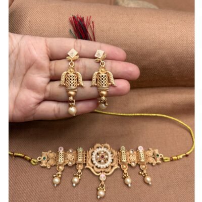 Moti-Meenakari Choker Set