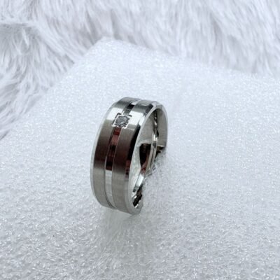 Brushed Silver Diamond Band