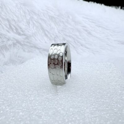 Silver Embossed Pattern Ring