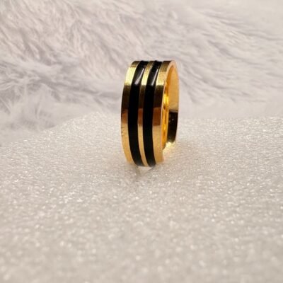 Gold and Black Triple Stripe Ring