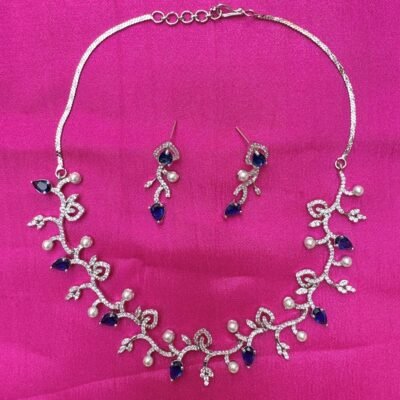 Pearl Vine Elegance – AD Necklace Set