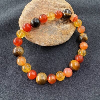 Citrine, Carnelian & Tiger Eye Beaded Bracelet