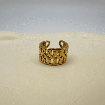 Golden Woven Pattern Adjustable Ring
