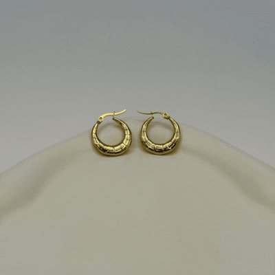 Golden Textured Hoop Anti-Tarnish Earrings