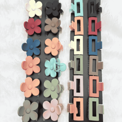 Flower & Rectangle Hair Claw Clips – Any Color